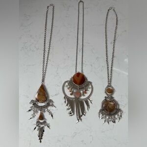 Vintage Peruvian Alpaca Silver Agate Necklaces